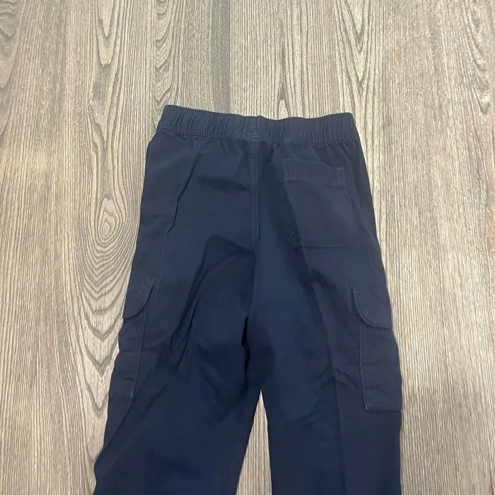 NWT Pants Boys Straight Relaxed Fit Mid Rise Pull On Cotton Black Size 8 Husky
